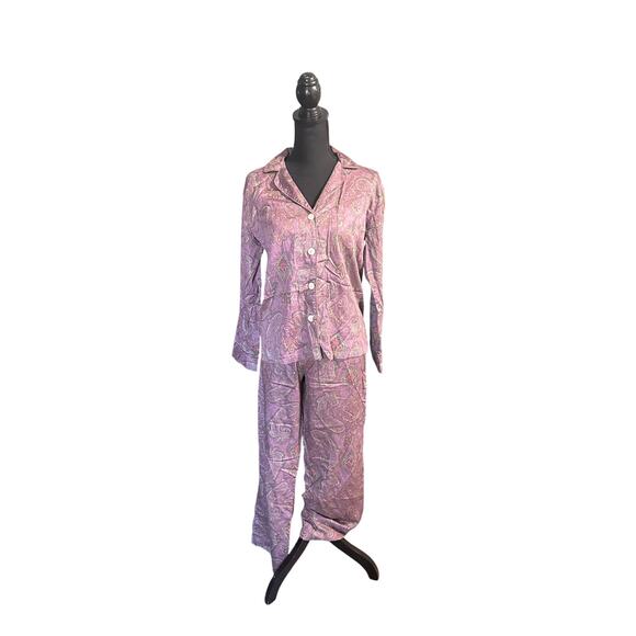 Lauren Ralph Lauren Long Sleeve Notch Collar Long Pants 2 Piece Pajama Set - Picture 1 of 12